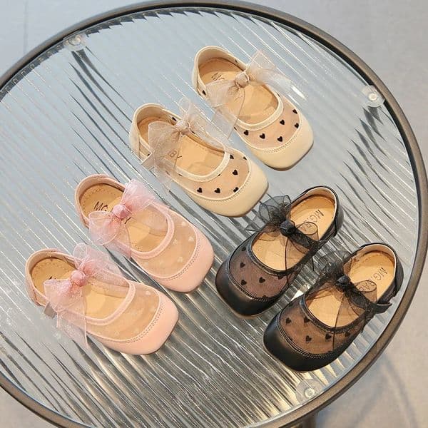 Little Girls Mary Janes Mesh Riband Square Toe Cute Children Flat Shoes 21-30 Toddler Autumn Three Colors Stylish Kids Shoe 260324