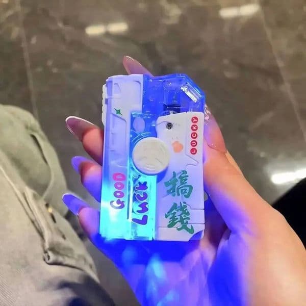 2025 New Creative Luminous Transparent Gyroscope 2-In-1 Folding Rotating Decompression Windproof Lighter Men's Gift thumbnail 2