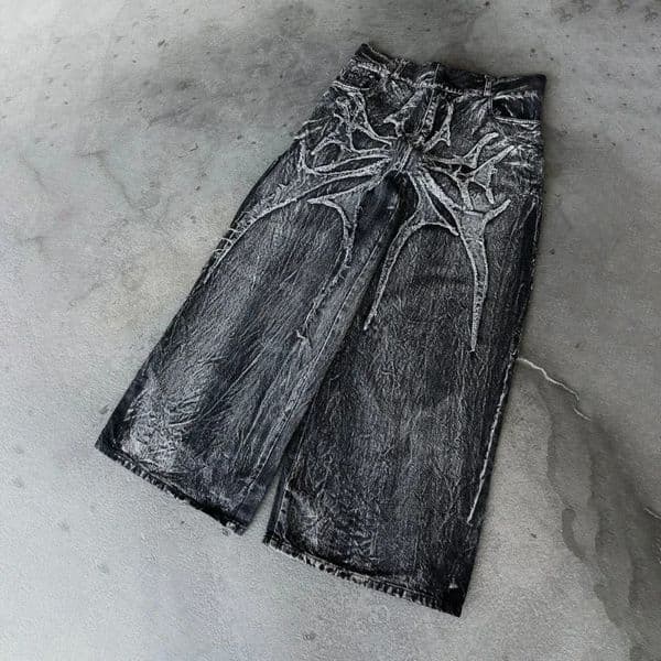 Y2K Baggy Jeans vintage Splicing embroidery Pattern high quality jeans Hip Hop Gothic Streetwear men women Casual wide leg jeans 260321