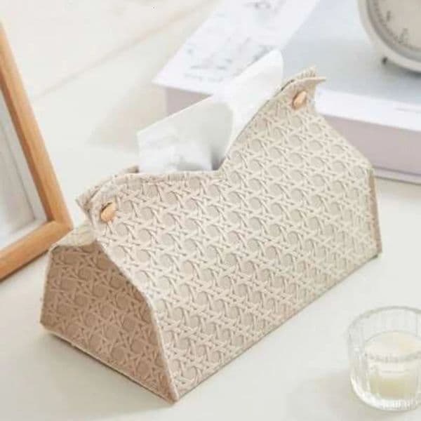 PU leather tissue box decorative napkin holder with buttons suitable for home living rooms bedrooms and bathrooms 260325