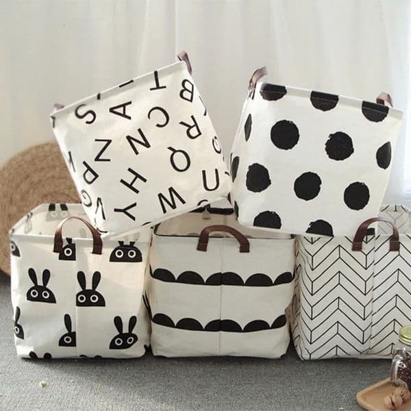 Household Fabric Cotton Linen Dirty Clothes Miscellaneous Items Square Box Folding Toy Storage Basket 260325