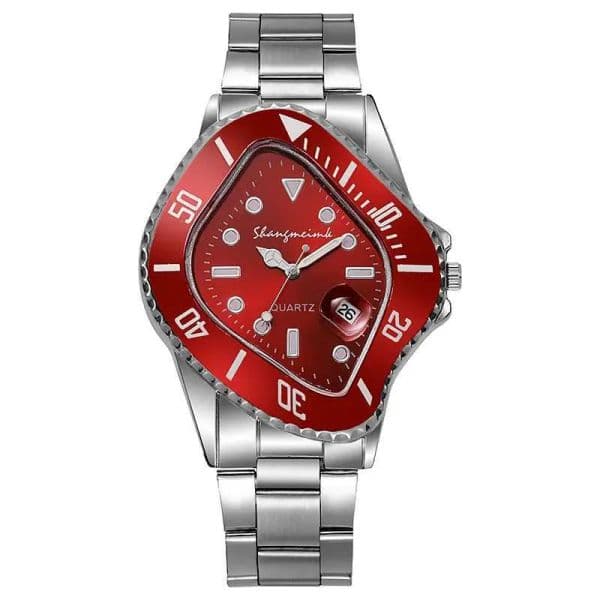 New Irregular Distorted Shape Men Women Quartz Watch Calendar Display Waterproof Stainless Steel Band Fashion Dress Sports Wristwatch