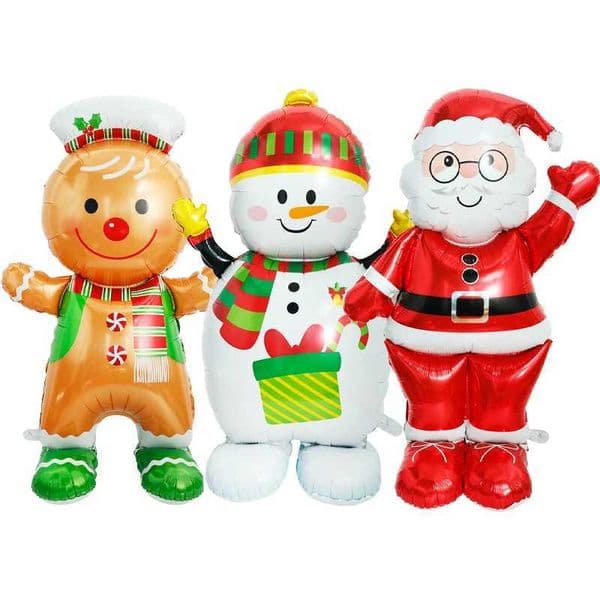 3D Standing Christmas Foil Balloons Gingerbread Man Santa Claus Snowman Balloon s Christmas Eve Christmas Party Decorations S25128