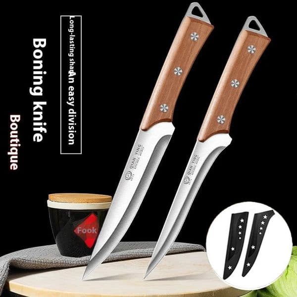 Stainless Steel Fillet Boning Knife Professional Chefs Kitchen Forged Meat Cleaver Fish Slicing Wooden Handle 260325