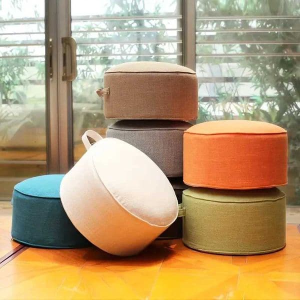 Round Floor Cushions Tatami Thicken Pouf Ottoman Detachable Washablefor Coffee Table Balcony Bay Windowwith Side Handle H260325