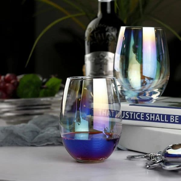 Rainbow Wine GlassesSet of 2/Set of 4-20 ozLarge Iridescent Wine Glasses Water GlassPerfect for GiftsPartyHomeBar 260324