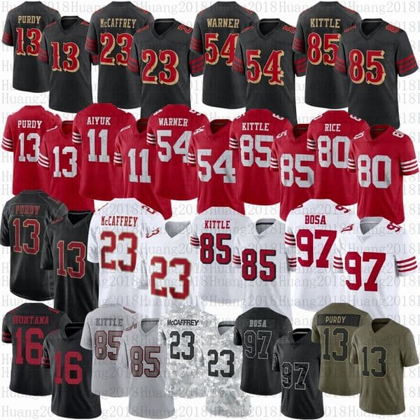 2026 New Brock Purdy Christian McCaffrey George Kittle Mike Evans Football Jersey Nick Bosa 51 Fred Warner Jerry Rice Joe Montana Ricky Pearsall The Faithful