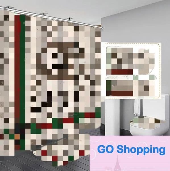 006 Designer Top Full Letter Printed Toilet h Cover Designer Waterproof Shower Curtains Home Fashion Non Slip Mats