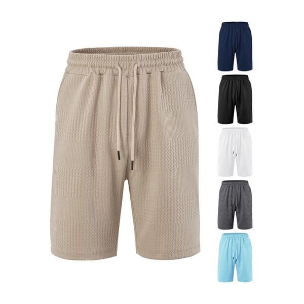 Men's Clothing European Size In Stock Cargo Loose Large Horizontal Striped Jacquard Fabric Men's Casual Shorts Essential Shorts Beach Shorts