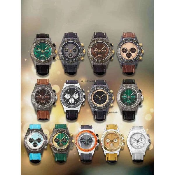 DIW Factory Men Watch Bet Verion Chronograph 40mm Comograph DiW Carbon Fiber Bezel Watche Sapphire CAL.4130 Movement Mechanical Automatic Men'