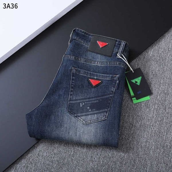 Men's Jeans Designer Pra Spring/Summer Luxury European High-End Trendy Brand Man Straight-Leg Versatile Casual Trousers FHZG