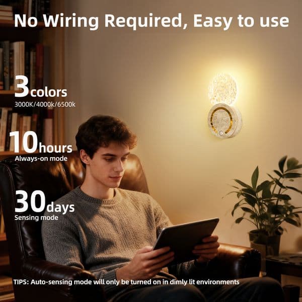 Hill Water Ripple Motion Sensor Wall Lamp Magnetic Rechargeable Punch Free Atmosphere Night Light For Bedroom Bedside