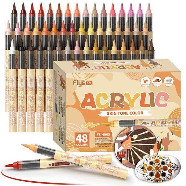 Skin Tones Pens Set Premium Acrylic Paint Markers Fine and Brush Tip Art Painting Supplies DIY Crafts 26W0326