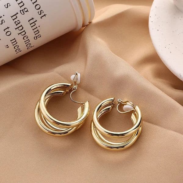 1Pair Fashion Vintage C-shaped Geometric Earrings Temperament No Ear Holes Ear Clips for Women Party Birthday Gifts 260325