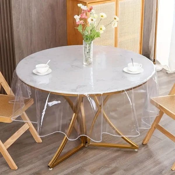 Transparent round plastic tablecloth protective sleeve waterproof and oil proof PEVA 260320