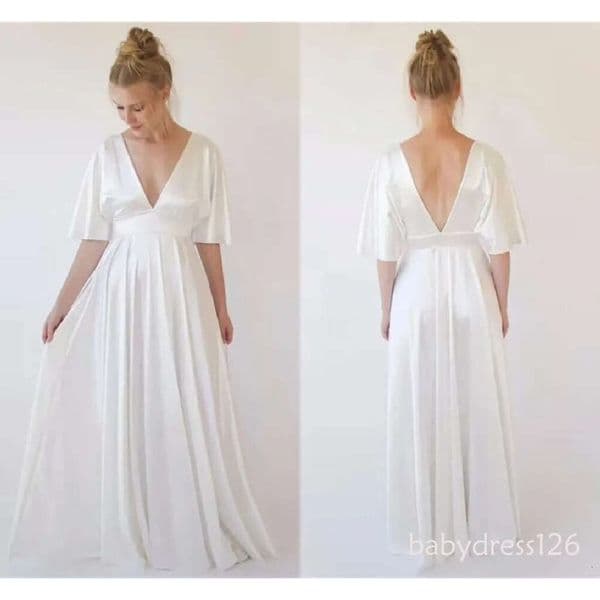 Summer Boho Ivory Bridesmaid Dresses Long Maxi Deep V Neck A Line Wedding Guest Wear Maid Of Honor Gowns Prom Dress ZD19