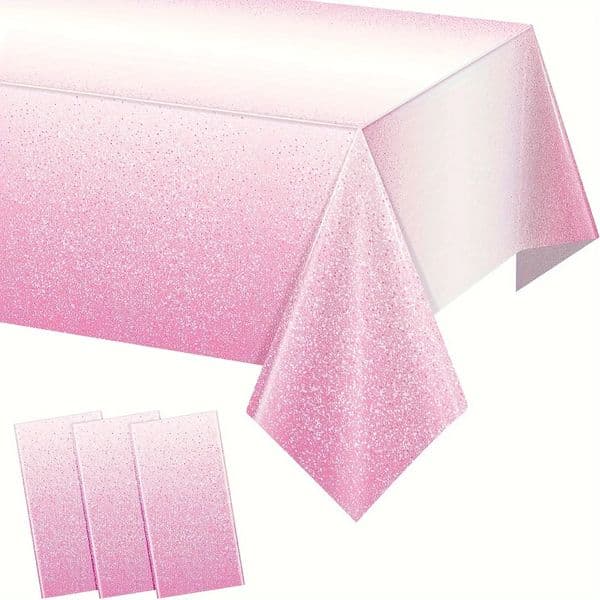 1 Pack Pink Plastic Tablecloth For Parties Gradient Pastel Disposable Rectangular Tables Light Sprin 260320