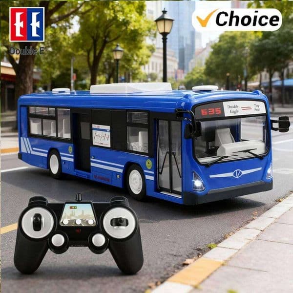 Double E E635 RC Car 1/14 Radio Controlled Model Open Door Tour Bus Sound and Light Electronic Truck Kid Toys for Children
