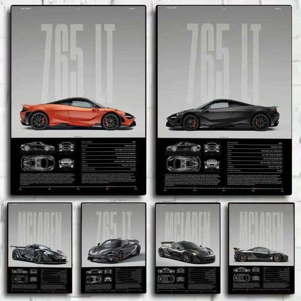 Fashion Sports Cars M_MCLarenS Design Poster Decorative Wall Art Stickers Mural Photo Print for Home Living Room Hallway Decor 26L0326