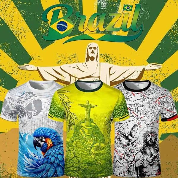 New Brazil Themed T-shirt Mens Brazilian Style Jesus Graphic Sports Jersey Unisex Street Trendy Breathable Short Sve Tees L260325