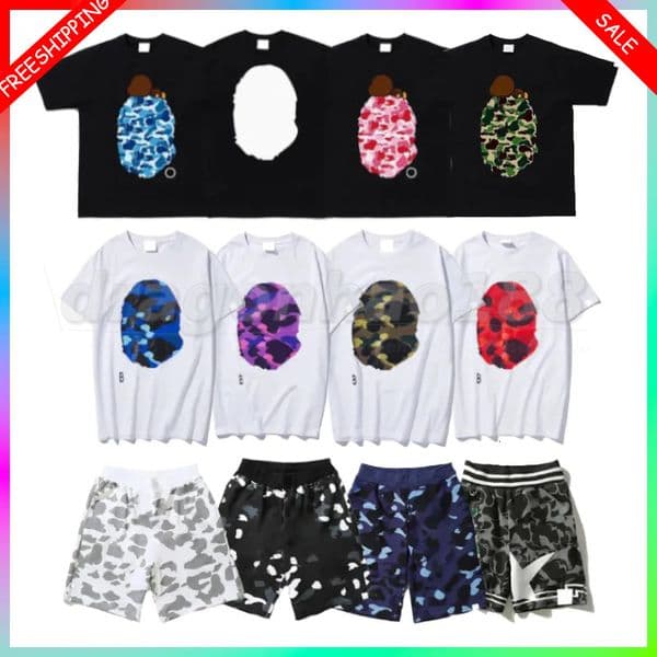 Camouflage Double Mens Side Tees Designer T-Shirts Sided Shark Tshirts Graphic Colorful Cashew Lightning Cotton Shirts #188