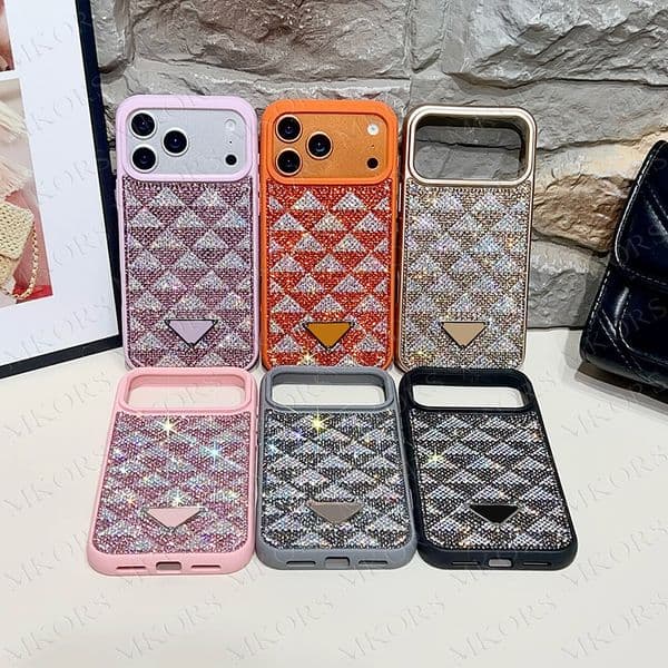 Luxury Bling Glitter Phone Case for iPhone 17 Pro Max 16 Plus 15 14 13 12 12pro 11 Soft Diamonds Anti-knock Shell Back Sparkle Cover Designer Letter Cover 16pro 17promax