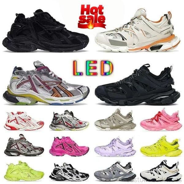 Designer shoes designer sneakers women dress shoes shoes men luxury LED Casual Light Sneakers Men Women Grey Blue Leather Beige Black Pink Trainer Platform with box