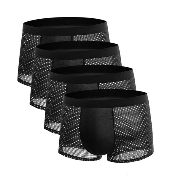 4pcs Mens Underwear Ice Silk Mesh Men Boxershorts Plus Size Panties Solid Sexy Men Boxer Summer Breathable Intimate Underpants 260409