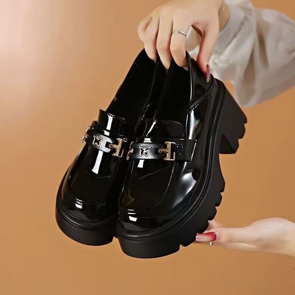 Ddmysports Thick Soled Slip On Loafers Height Increasing Small Leather For Petite Women Spring Mary Jane S Single Shoes Outdoor