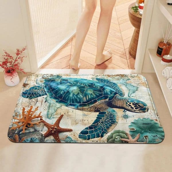 Designer Dream Ocean Blue Turtle Seabed h Mat Absorbent Nonslip Quickdrying Carpet Home Bathroom Kitchen Door 260306 010