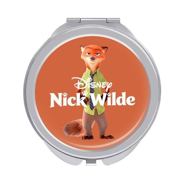 Nick Wilde Zootopia Fox Makeup Mirror Disney Cartoon Vanity Mirror Portable Compact Handheld Cosmetic Mirror Cute Looking Glass for Holiday Parties Souvenir
