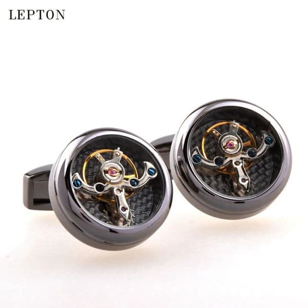 Movement Cufflinks For Mens Lepton High quality Mechanical Watch Steampunk Gear Cuff links Relojes Gemelos 260326