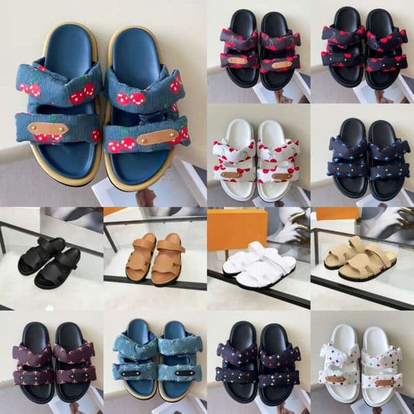 Designer Slippers Slides Pool Pillow Men Sandals Women Platform Slipper Classic Brand Summer Beach Scuffs Flat Comfort Mule Denim Emed Slide Soft Sandal topsss