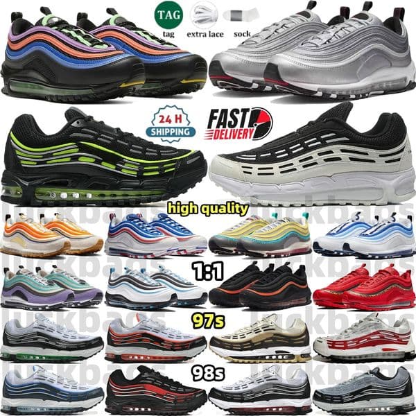 97 running shoes 98 TL men women designer shoes Triple White Wolf Grey Silver Bullet Undefeated Black Kaleidoscope Royal Metallic Gold 97s retro sports shoes 36-45
