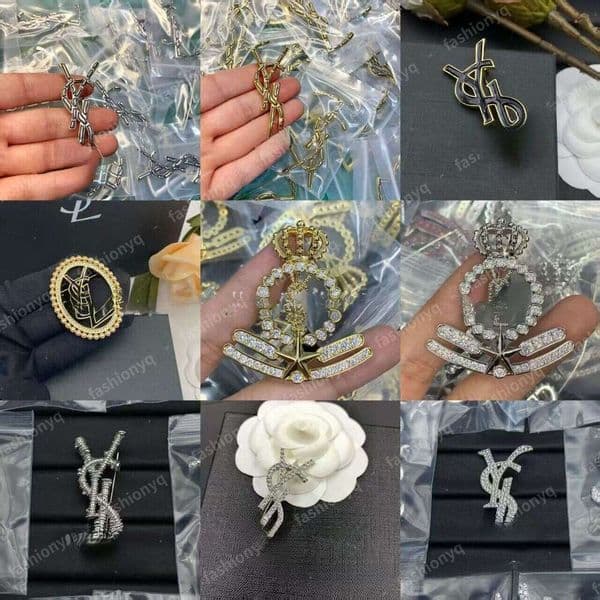 Saint Family New Designer Broche Letters Brooch Bamboo Knot Pins Letter Versatile Irregular Pin Buckle Coat Bag Accessories