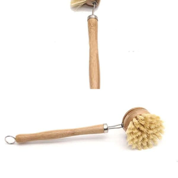Kitchen Brush Bamboo Long Handle Sisal Pot Dishes Wash Cleaning Brushes B2