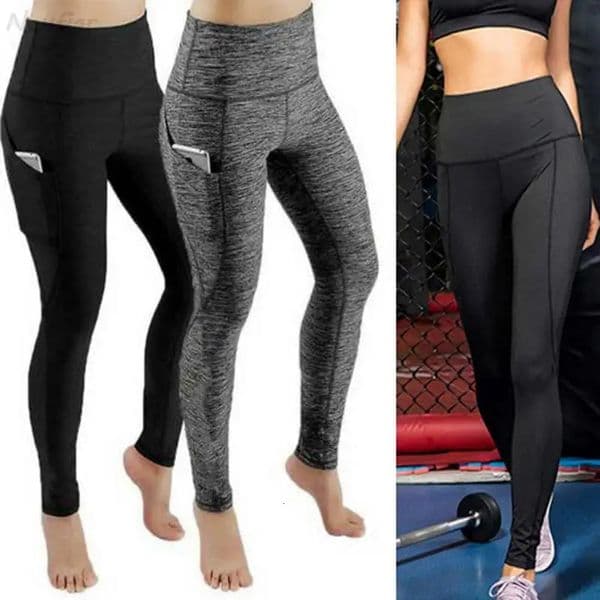 High Waist Elastic Workout Women Yoga Leggings Tummy Control Ruched Booty With Pocket Pants Seamless Gym Compression Tights 260326