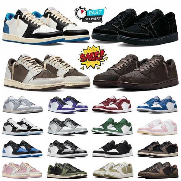 Designer Shoes 1 1s Low Mens Basketball shoes Reverse Mocha Leather rubber Womens Sneakers Brown Black Brown Outdoor Trainers Free shipping