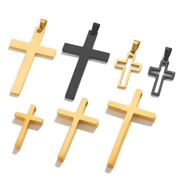 5pcs Stainless Steel Large Cross Charms For Jewelry Makings DIY Cross Necklace Pendants Jewelry Finding Religious Amulet Pendant 260321