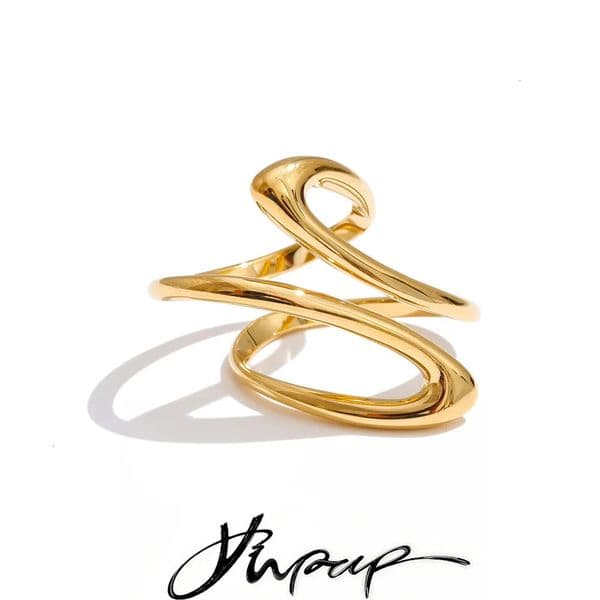 Yhpup Minimalist Stainless Steel Geometric Finger Ring Stylish Unique n Trending Jewelry Wholesale PVD Waterproof Plated 260326