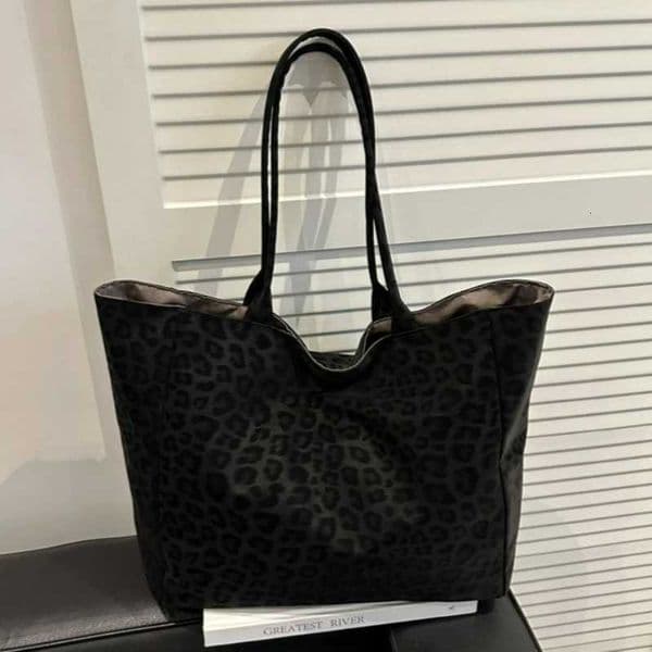 Leopard Print Vintage Suede Top Handle Bag Texture Simple Shoulder Bag Large Capacity Women Casual Tote Versatile Storage Bags H260325