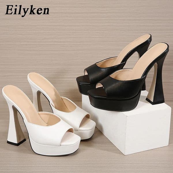 Eilyken Platform Extreme High Heels Women Slippers Peep Toe Banquet Shoes Summer Zapatillas De Mujer 260325