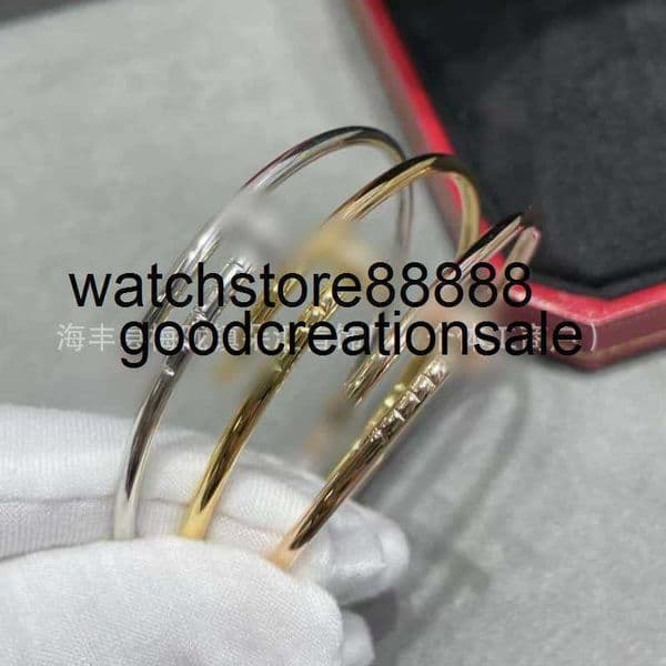 Original 1to1 brand Nail designer bracelet High version Vgold classic nail head and tail with diamond couple bracelet thick plated 18K rose gold light LYCY