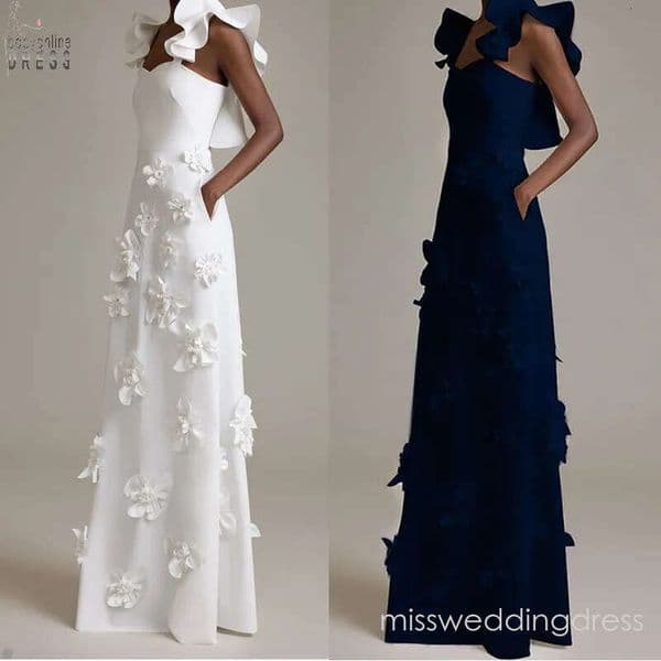 Solid Column Prom Square Sleeveless Floor Length Taffeta Hand Flowers Draped Ruffle Celebrity Evening Dresses Plus Size Custom Made M05