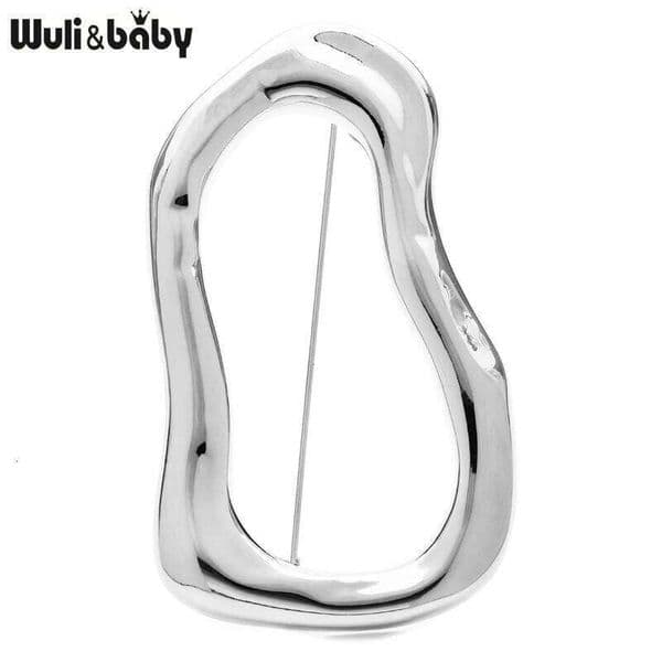 Wuli&baby Stainless Steel Big Circle Brooches Pins For Women Men 2-color All-match Geometric Brooch Gifts 26W0326