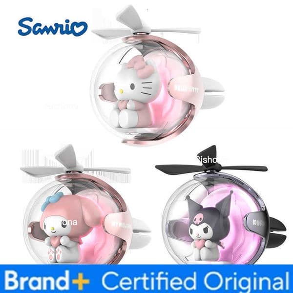 Sanrio Original Hello Kitty Car Air Freshener Pilot Rotating Propeller Aromatherapy Air Outlet Fragrance Auto Perfume Accessories H260326