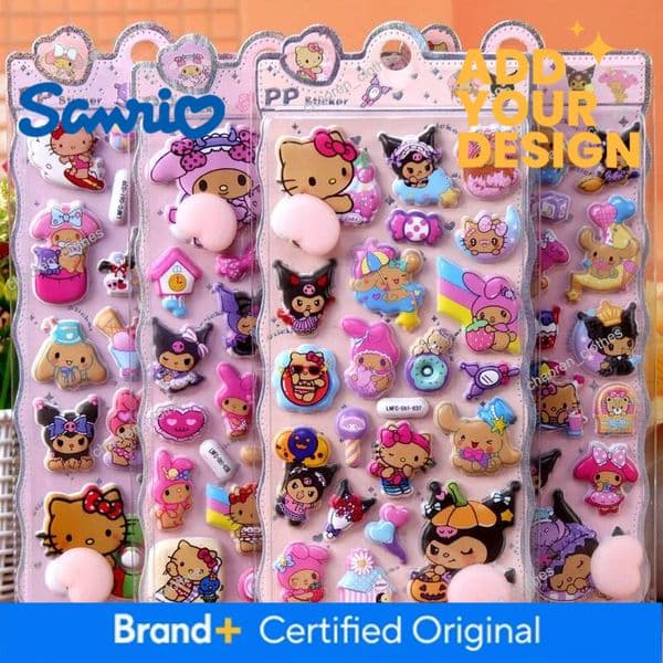 Designer Kawaii Sanrio Happy Buttocks Stickers Cartoon Soft Pinched Children's Decompression 3D Bubble Sticker Phone Case Decoration Luxury Goods