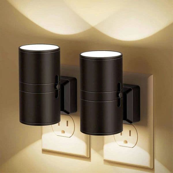 Cylindrical Night Lights Plug Into Wall Dimmable LED Nightlight with Light Sensor Adjustable Brightness for Hallway Bedroom 26L0326