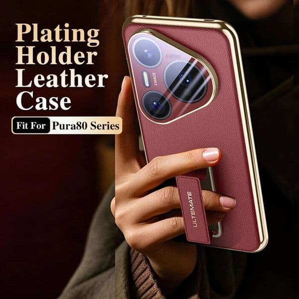 Luxury Plating Leather Back Case For Pura 80 Pro 80Ultra Alloy Wristband Holder Camera Protection Cellphone Capa 26L0326