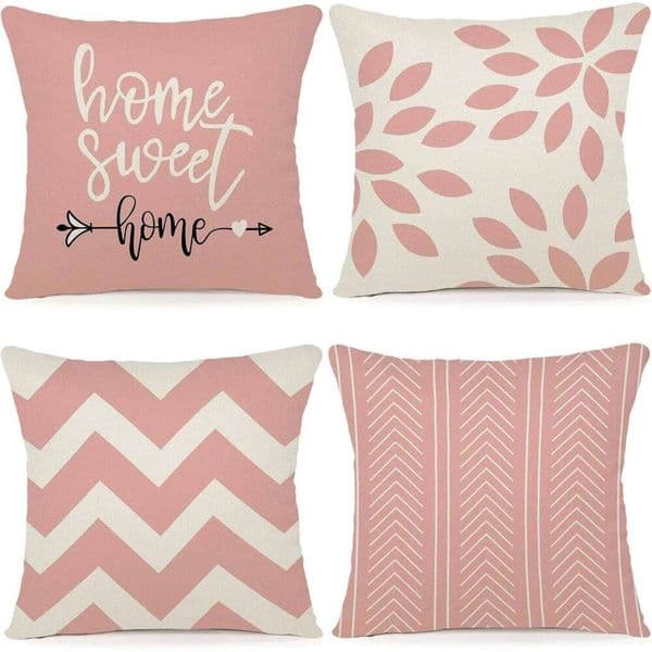 Pillow Case Pink Throw Pillowcases Cover Decoration Outdoor Linen Cushion Covers Decorative for Bedroom, Sofa, Chair, Bed, Garden 26Y0326